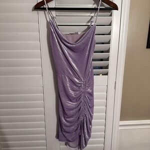 Jonathan Simkhai Standard Dress Womens XS Purple Ruched Cowl Neck Midi Party